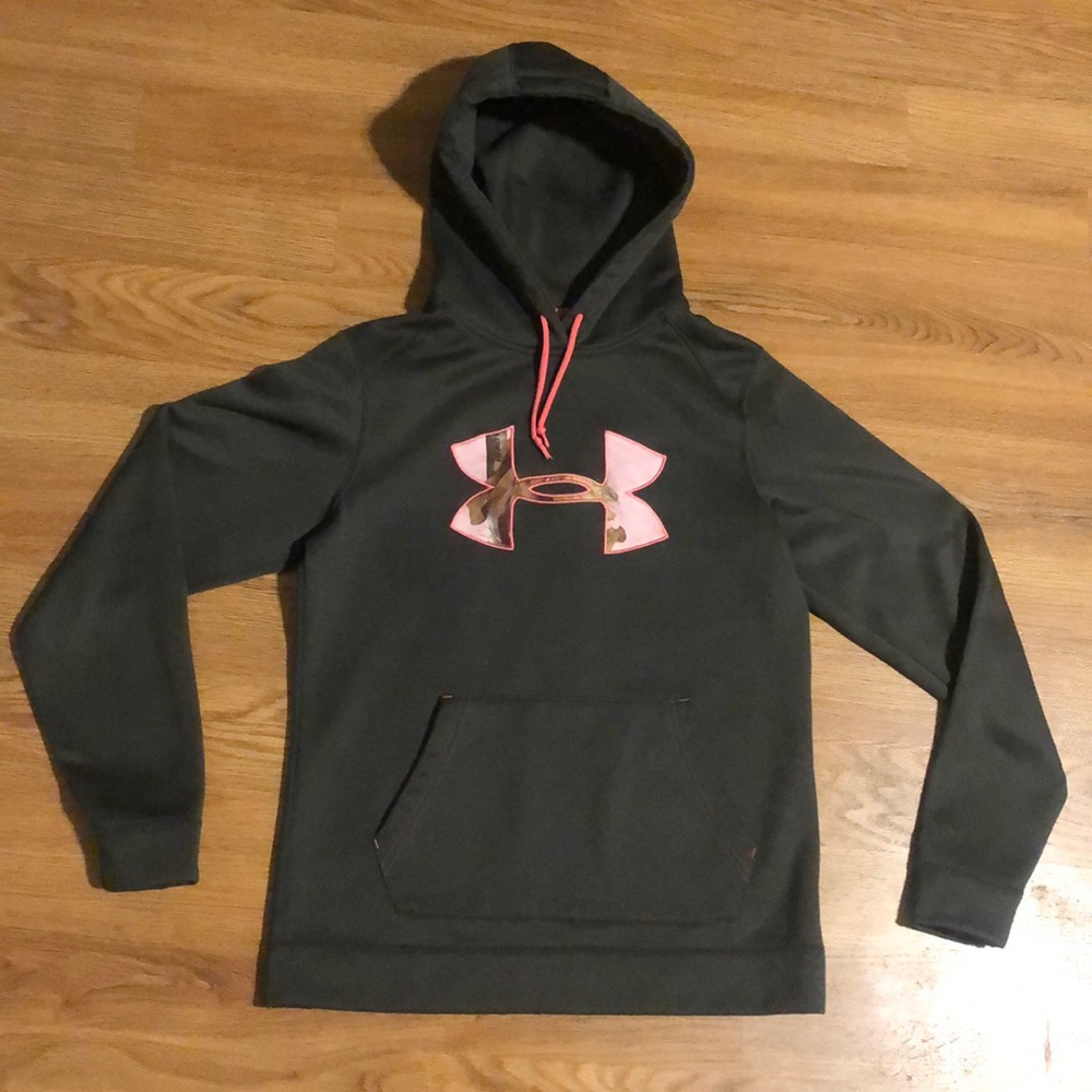 Under Armour Hoodie Green Pink Camo Small